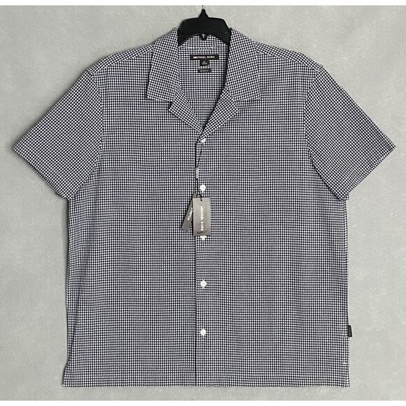 Michael Kors Men's XL Casual Short Sleeve Shirt Black & White Gingham NEW - Picture 2 of 12